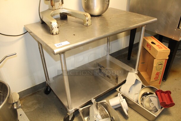GREAT FIND! Commercial Stainless Steel Work Table On Casters with Undershelf. 48x30x36