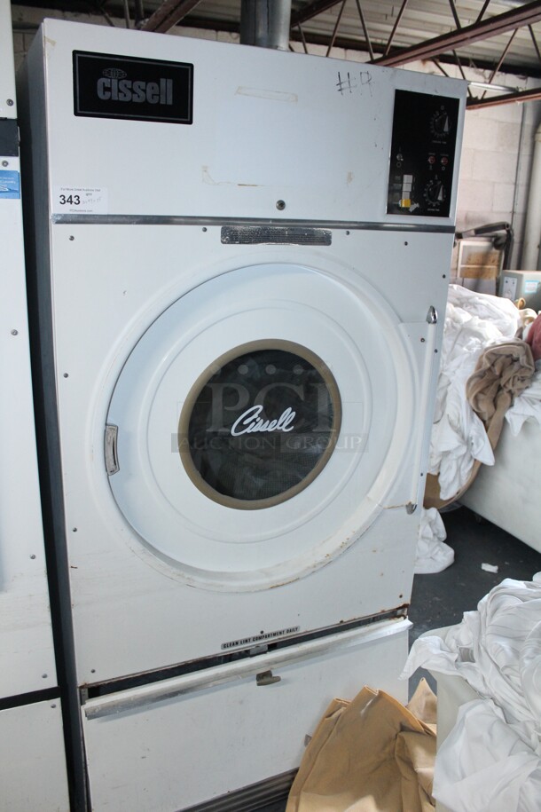 GREAT! Cissell Commercial Clothes Dryer. 38x44x75. 120V/60Hz. Working When Closed! Buyer Must Remove. 