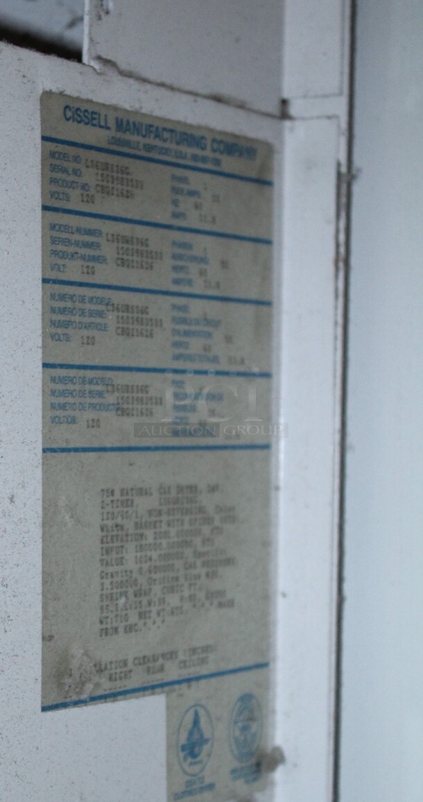 GREAT! Cissell Commercial Clothes Dryer. 38x44x75. 120V/60Hz. Working When Closed! Buyer Must Remove.  - Image 4 of 5