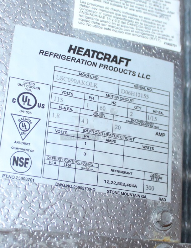 NICE! Commercial Walk In Cooler With Heatcraft Model LSC090AKOLK Condenser. 9.5ftx9.5ftx8ft. 115V/60Hz. 1 Phase. Working When Closed! Buyer Must Disassemble And Remove.  - Image 4 of 7