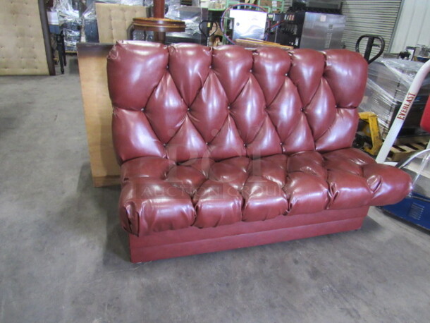 One Single Sided Booth With Overstuffed Tufted Brown/Red Cushioned Seat And Back. 64X29X45 - Image 2 of 2