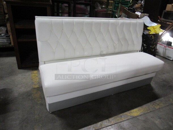One Single Sided Booth With White Cushioned Seat And Back. 64X26X37 - Image 2 of 2