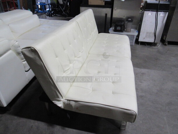 One White Cushioned Futon With Chrome Base. 71X35X32 - Image 3 of 3