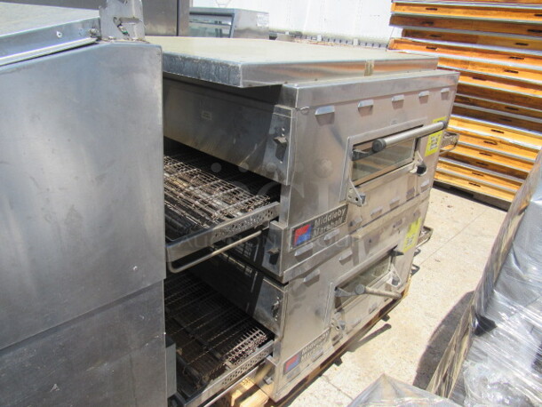 One Double Stack Middleby Marshall Natural Gas Conveyor Pizza Ovens, With A Stainless Table Top Only. Model# PS536G. Working When Removed! DOUBLE STACK 2 OVENS MAKE 1 UNIT!!!2XBID! YOU WILL GET 1 DOUBLE STACK UNIT!!!! $27,423.00 - Image 5 of 5