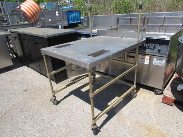 One Table With Metro Poles On Casters. 40.5X43X38. - Image 2 of 2