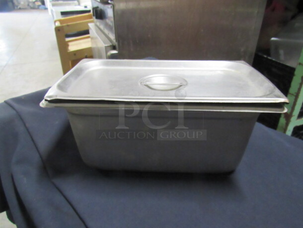 1/3 Size 6 Inch Deep Hotel Pan With Lid. 4XBID.