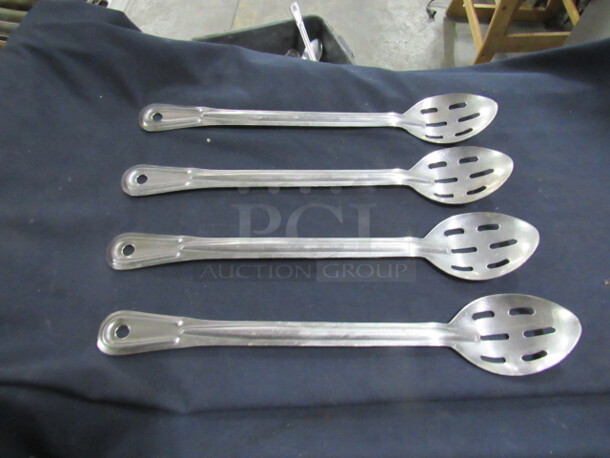 Assorted Commercial SS Slotted Spoon. 4XBID.