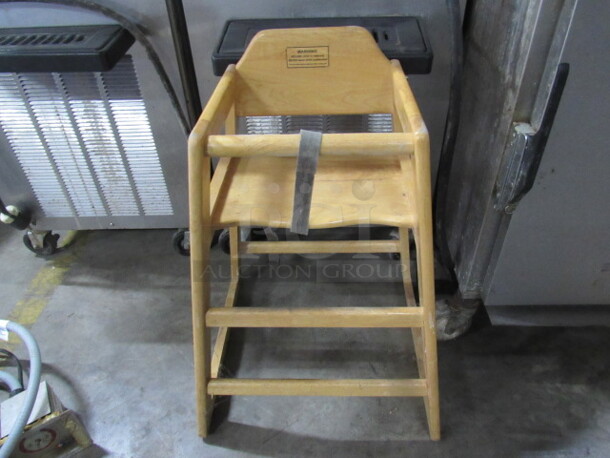 One Wooden High Chair With Safety Straps. - Image 1 of 1