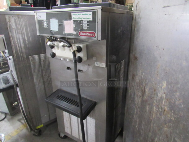 One Sani Serve Soft Serve Ice Cream Machine On Casters. Model# A5271P. 208-230 Volt. 1 Phase. 24X27X59. Working When Removed. $19,178.02. - Image 3 of 3