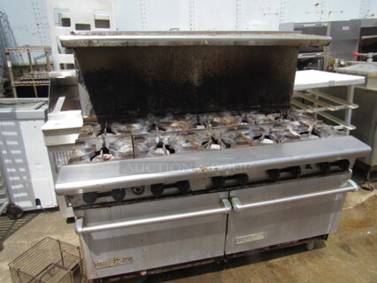 One American Range 10 Burner Natural Gas Range. 60X33X57