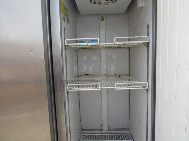 One Stainless Serv Ware 1 Door Refrigerator, With 4 Racks. Model# RR-1. 115 Volt. WORKING!!! 27X32.5X83 - Image 2 of 4