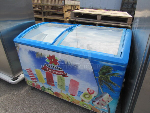 One Ice Cream Merchandiser On Casters. Top Is Too Short. Model# SD-405. 115 Volt. 49X27X34 - Image 2 of 2
