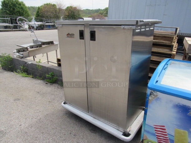 One Stainless Steel 2 Door  Aladdin Temp Rite Food Transport On Casters. 42X27X51.5.
