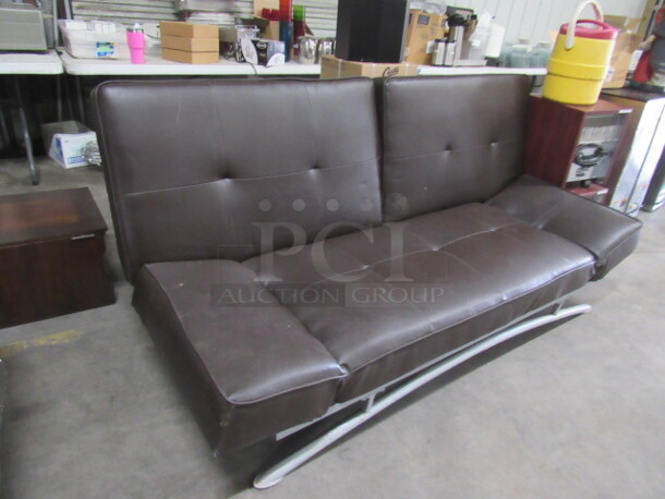 One Brown Cushioned Futon With A Metal Frame. 80X40X36 - Image 3 of 5