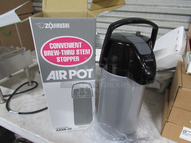 One NEW Zojirushi 2.2 Liter Glass Lined Airpot With Lever. Model# AASB-22 - Image 1 of 1