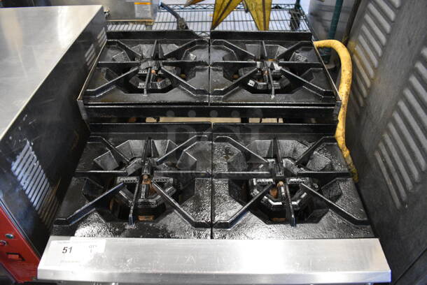 GREAT! Dynamic Cooking Systems Stainless Steel Commercial Countertop Natural Gas Powered 4 Burner Range w/ Gas Hose. 24x28x16 - Image 3 of 6