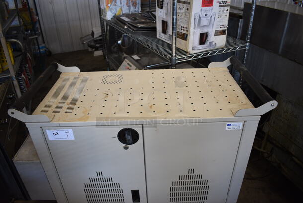Metal 2 Door Computer Cart Cabinet on Commercial Casters. 42x29x45 - Image 2 of 5