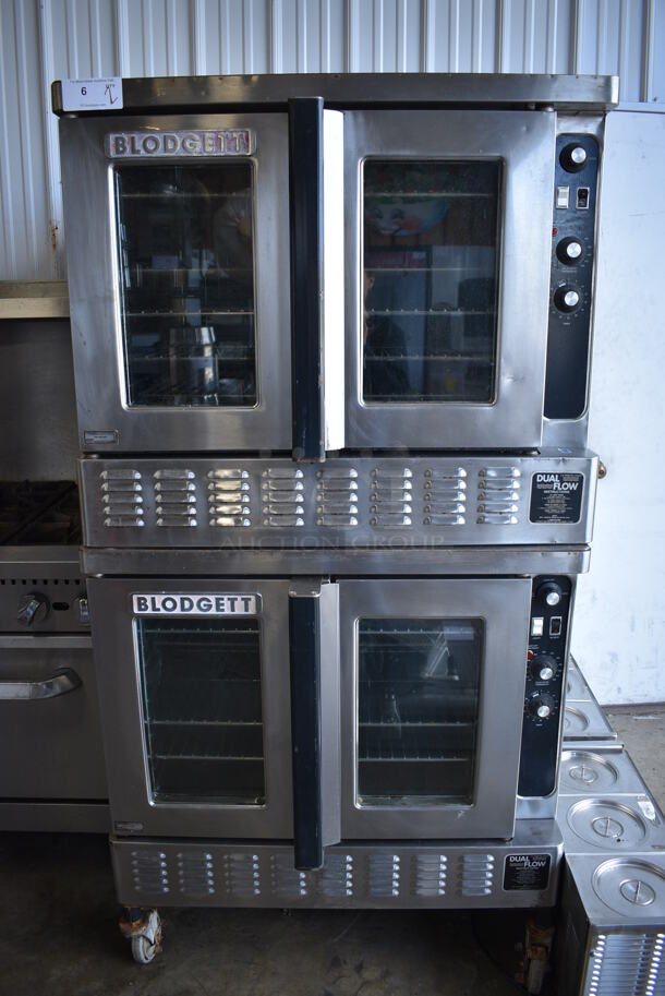 2 FANTASTIC! Blodgett Stainless Steel Commercial Natural Gas Powered Full Size Convection Oven w/ View Through Doors, Metal Oven Racks and Thermostatic Controls on Commercial Casters. 38x39x73. 2 Times Your Bid! - Image 2 of 11
