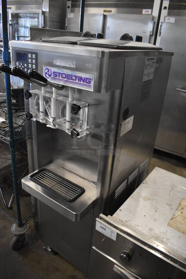 BEAUTIFUL! 2011 Stoelting Model F231-38I2 Stainless Steel Commercial Floor Style Air Cooled 2 Flavor w/ Twist Soft Serve Ice Cream Machine on Commercial Casters. 208-240 Volts, 1 Phase. 22x34x55 - Image 2 of 11
