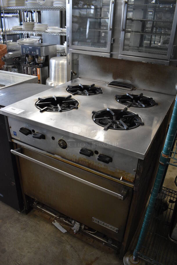 Garland Stainless Steel Commercial Propane Gas Powered 4 Burner Range w/ Oven and Backsplash. 30x32x43 - Image 3 of 10
