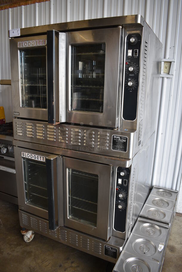 2 FANTASTIC! Blodgett Stainless Steel Commercial Natural Gas Powered Full Size Convection Oven w/ View Through Doors, Metal Oven Racks and Thermostatic Controls on Commercial Casters. 38x39x73. 2 Times Your Bid! - Image 4 of 11