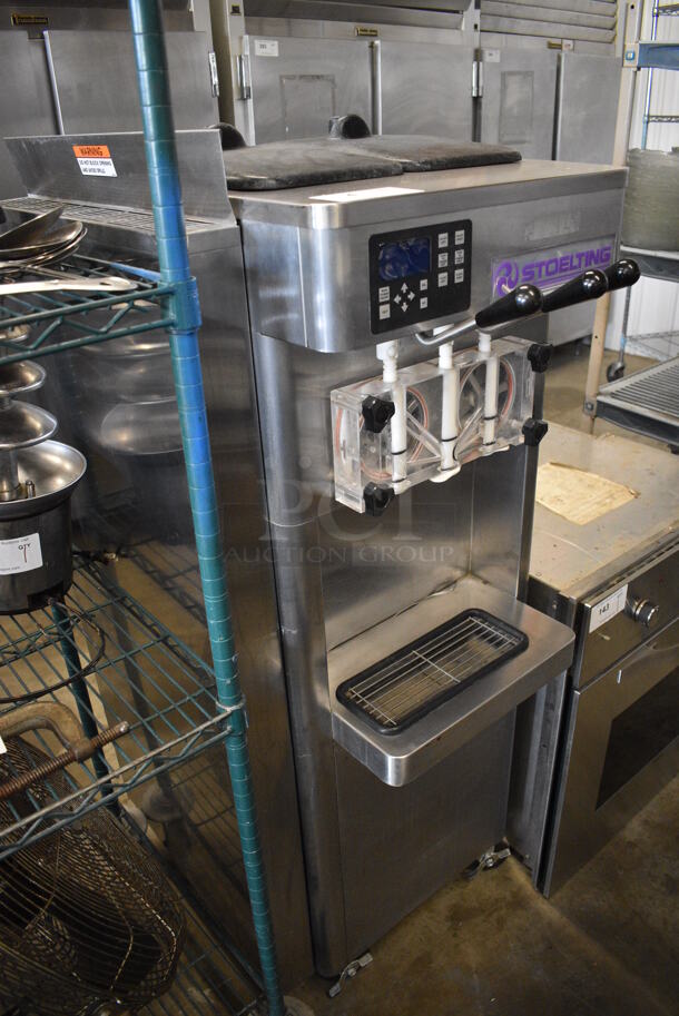 BEAUTIFUL! 2011 Stoelting Model F231-38I2 Stainless Steel Commercial Floor Style Air Cooled 2 Flavor w/ Twist Soft Serve Ice Cream Machine on Commercial Casters. 208-240 Volts, 1 Phase. 22x34x55 - Image 10 of 11