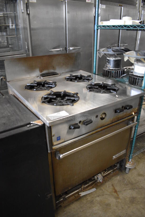 Garland Stainless Steel Commercial Propane Gas Powered 4 Burner Range w/ Oven and Backsplash. 30x32x43 - Image 5 of 10