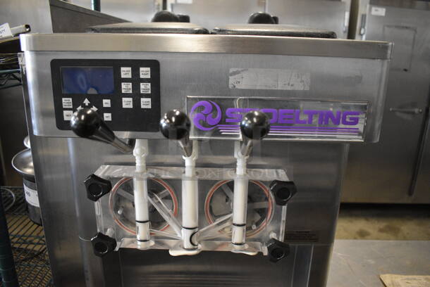 BEAUTIFUL! 2011 Stoelting Model F231-38I2 Stainless Steel Commercial Floor Style Air Cooled 2 Flavor w/ Twist Soft Serve Ice Cream Machine on Commercial Casters. 208-240 Volts, 1 Phase. 22x34x55 - Image 11 of 11