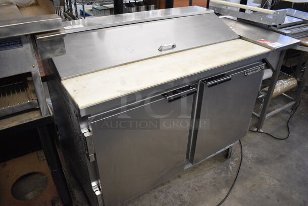 GREAT! Beverage Air Model SP48-12 Stainless Steel Commercial Sandwich Salad Prep Table Bain Marie Mega Top w/ Cutting Board on Commercial Casters. 115 Volts, 1 Phase. 48x30x42. Tested and Working! - Image 2 of 10
