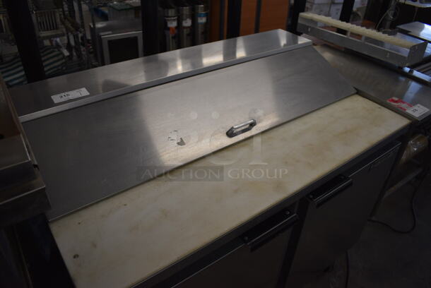 GREAT! Beverage Air Model SP48-12 Stainless Steel Commercial Sandwich Salad Prep Table Bain Marie Mega Top w/ Cutting Board on Commercial Casters. 115 Volts, 1 Phase. 48x30x42. Tested and Working! - Image 3 of 10