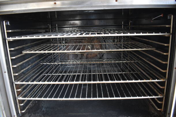 2 FANTASTIC! Blodgett Stainless Steel Commercial Natural Gas Powered Full Size Convection Oven w/ View Through Doors, Metal Oven Racks and Thermostatic Controls on Commercial Casters. 38x39x73. 2 Times Your Bid! - Image 9 of 11