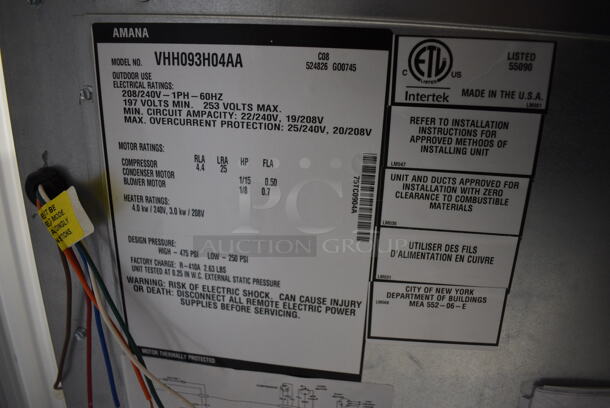 4 BRAND NEW WRAPPED ON PALLET Amana Model VHH093H04AA Metal Commercial Vertical Heat Pump. Stock Picture Used. 208/240 Volts, 1 Phase. 20x20x67. 4 Times Your Bid! - Image 6 of 12