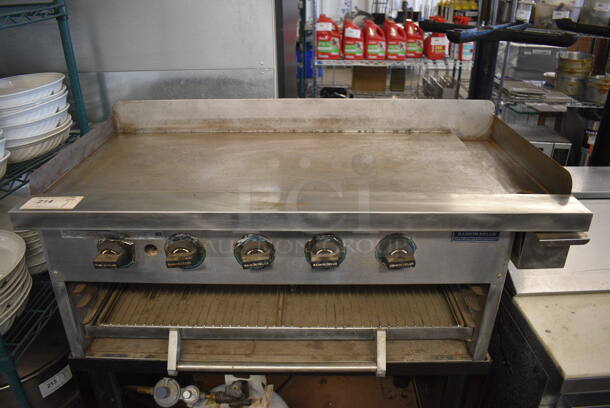 GREAT! Rankin Delux Model GB-36-C Stainless Steel Commercial Propane Gas Powered Flat Top Griddle on Stand w/ Commercial Casters. 40x25x50 - Image 10 of 10