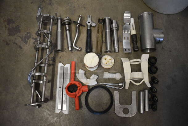 ALL ONE MONEY! Lot of Various Ice Cream Machine Pieces Including Auger in Poly Bin! 14x12x8