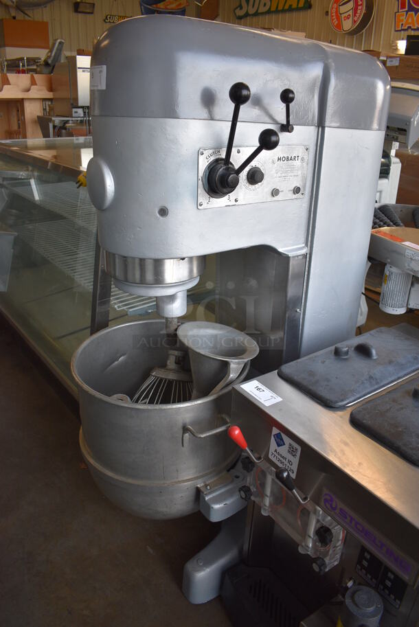 AWESOME! Hobart Model M-802 Metal Commercial 80 Quart Planetary Mixer w/ Stainless Steel Mixing Bowl, Paddle, Whisk and Dough Hook. 208 Volts, 3 Phase. 30x39x66 - Image 1 of 8