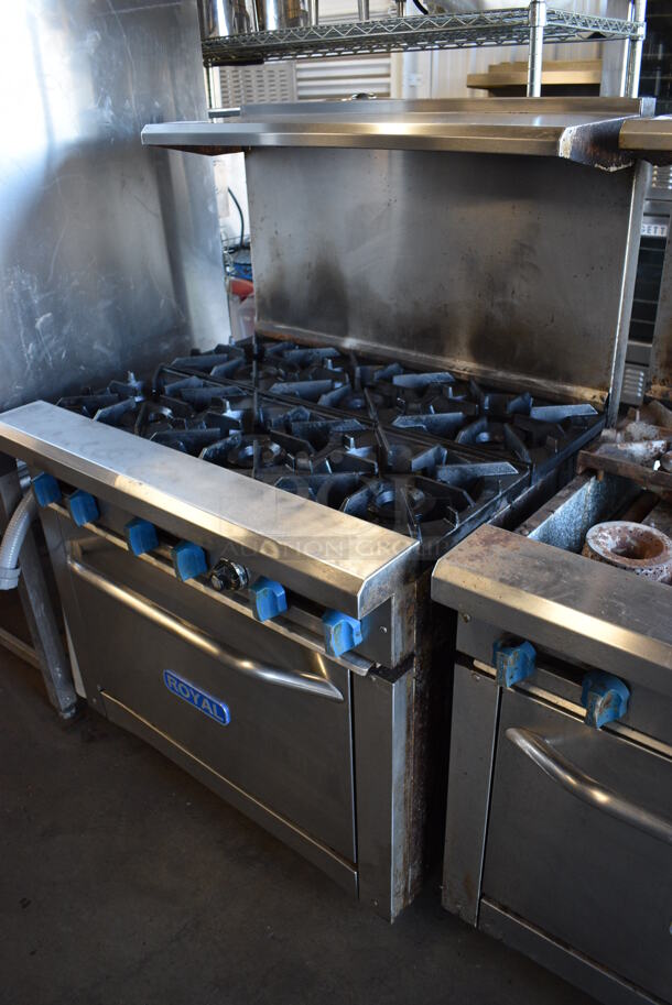GREAT! Royal Model RR-6 Stainless Steel Commercial Propane Gas Powered 6 Burner Range w/ Oven, Backsplash and Overshelf. 30,000 BTU. 36x31.5x55 - Image 4 of 7