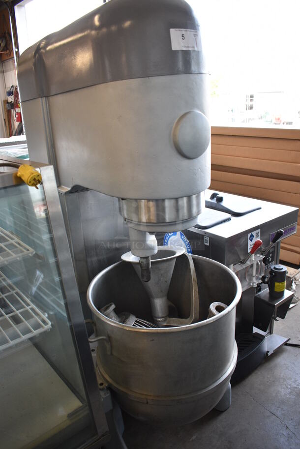 AWESOME! Hobart Model M-802 Metal Commercial 80 Quart Planetary Mixer w/ Stainless Steel Mixing Bowl, Paddle, Whisk and Dough Hook. 208 Volts, 3 Phase. 30x39x66 - Image 5 of 8