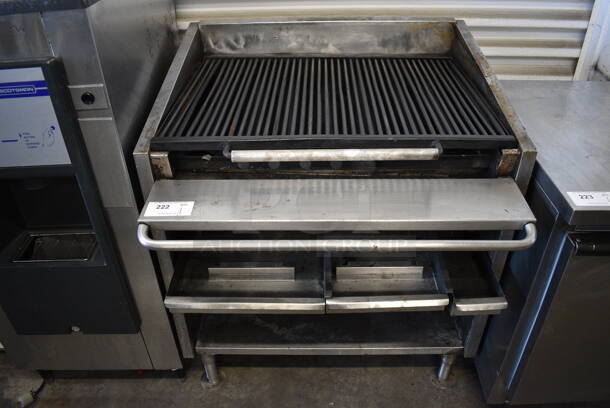 GREAT! Stainless Steel Commercial Natural Gas Powered Charbroiler w/ Undershelf. 36x36x41.5