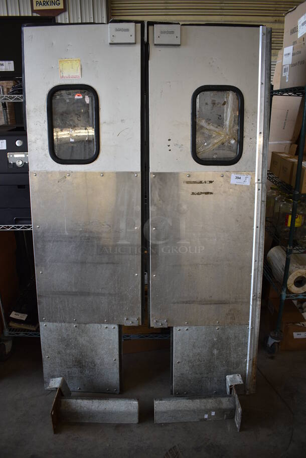 2 Metal Swinging Kitchen Doors w/ Bases. 24x10x79. 2 Times Your Bid! - Image 1 of 9