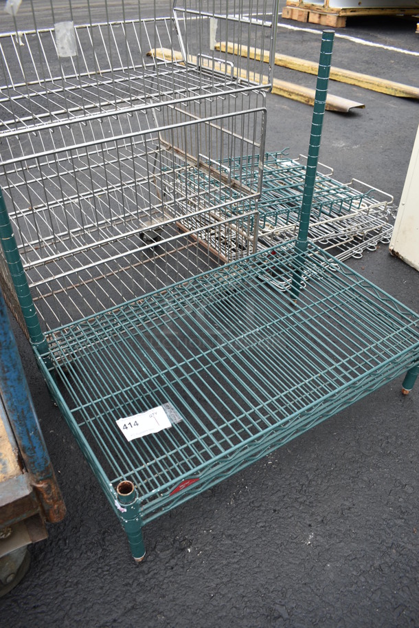 Metro Style Green Finish 3 Tier Shelving Unit. 30x18x29 - Image 3 of 3