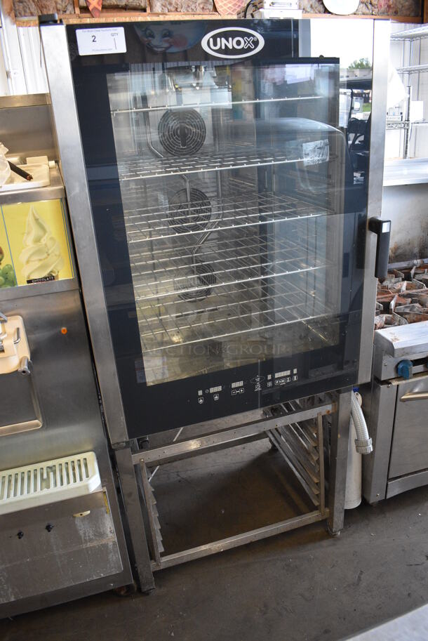 GORGEOUS! 2013 Cadco Unox Model XAV805P-208 Stainless Steel Commercial Electric Powered Convection Oven w/ View Through Door, Metal Oven Racks and Lower Pan Rack. 208 Volts, 3 Phase. 34x35x73 - Image 2 of 10