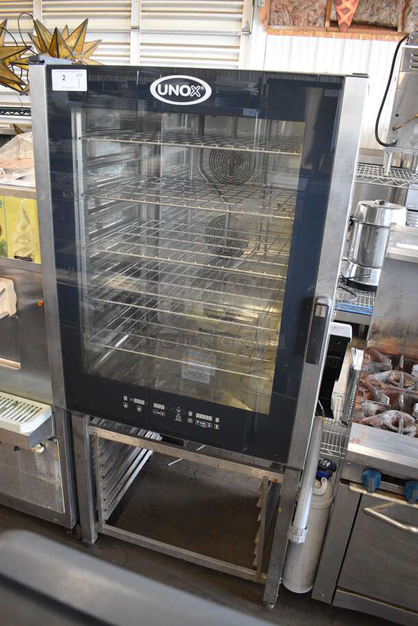 GORGEOUS! 2013 Cadco Unox Model XAV805P-208 Stainless Steel Commercial Electric Powered Convection Oven w/ View Through Door, Metal Oven Racks and Lower Pan Rack. 208 Volts, 3 Phase. 34x35x73 - Image 3 of 10