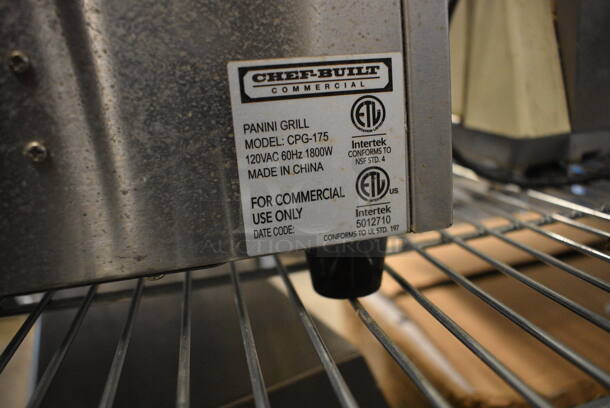 NICE! Chef-Built Mdoel CPG-175 Stainless Steel Commercial Countertop Electric Powered Panini Press w/ Thermostatic Controls. 120 Volts, 1 Phase. 18x18x10. Cannot Test Due To Cut Power Cord - Image 7 of 7