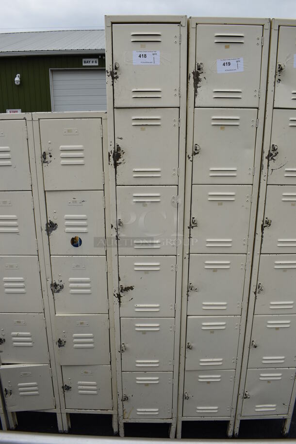 Tan Metal 6 Cubby Locker. 12x15x80