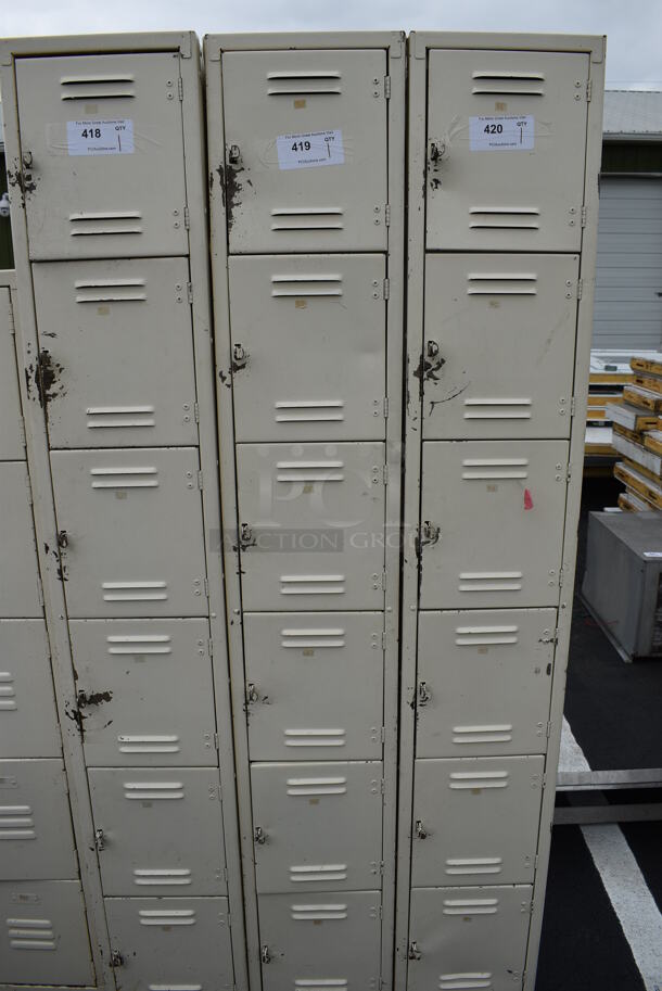 Tan Metal 6 Cubby Locker. 12x15x80