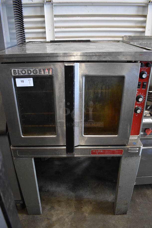 SWEET! Blodgett Mark V Stainless Steel Commercial Electric Powered Full Size Convection Oven w/ View Through Doors, Metal Oven Racks and Thermostatic Controls on Metal Legs. 600 Volts, 3 Phase. 38x41x58 - Image 1 of 7