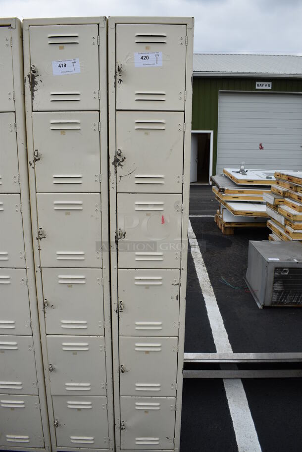 Tan Metal 6 Cubby Locker. 12x15x80