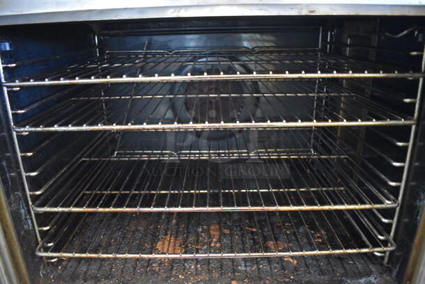 SWEET! Blodgett Mark V Stainless Steel Commercial Electric Powered Full Size Convection Oven w/ View Through Doors, Metal Oven Racks and Thermostatic Controls on Metal Legs. 600 Volts, 3 Phase. 38x41x58 - Image 6 of 7