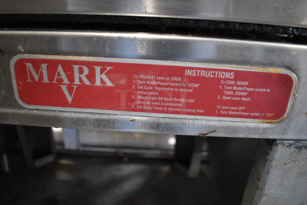 SWEET! Blodgett Mark V Stainless Steel Commercial Electric Powered Full Size Convection Oven w/ View Through Doors, Metal Oven Racks and Thermostatic Controls on Metal Legs. 600 Volts, 3 Phase. 38x41x58 - Image 7 of 7