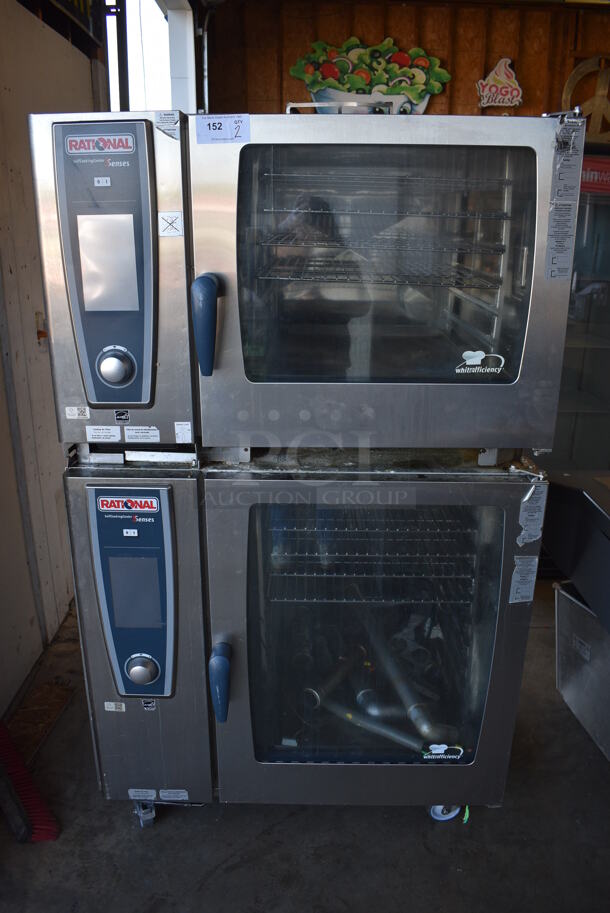 2 GORGEOUS! 2011 Rational 5Senses Stainless Steel Commercial Combitherm Self Cooking Center Convection Ovens on Commercial Casters. Top Model: SCC WE 62. Bottom Model: SCC WE 102. 480 Volts, 3 Phase. 42x41x73. 2 Times Your Bid!